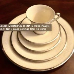 Lenox Moonspun Made In USA Platinum Rimmed Starter China Set for 8